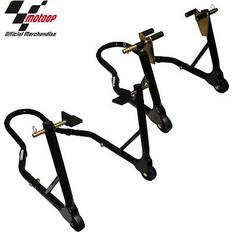 Black Motorcycle Kickstand Pads MotoGP Motorcycle Front And Rear Paddock Stand Set - Track Black