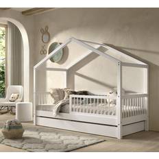 Betten & Matratzen Vipack Hausbett Spielbett 90x200 Bettschublade Rausfallschutz Lattenrost Buche Weiß Rahmenbett