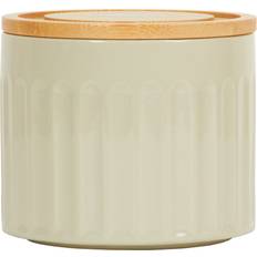 Ceramic Food Containers Debossed Stacking Canister Grey Food Container