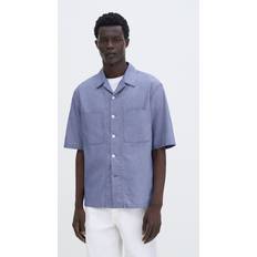Filippa K Herr Skjortor Filippa K Short Sleeve Resort Shirt - Blue