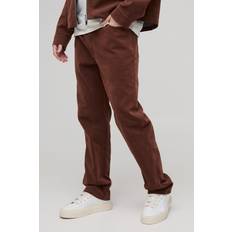 Sammet Jeans boohooMAN Mens Straight Leg Velvet Denim Jeans - Brown