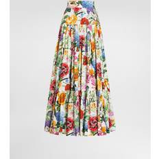 Dolce & Gabbana Floral Cotton Poplin Maxi Skirt White