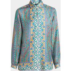 Etro Paisley Button Down Silk Blouse - Green Print