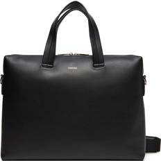 Calvin Klein Mapper Calvin Klein Ck Premium Leather Laptop Bag - Black
