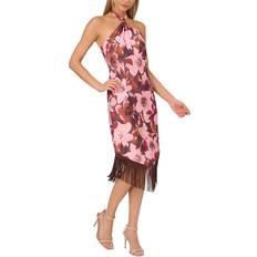 Papell Eve Satin Halter Sheath Dress