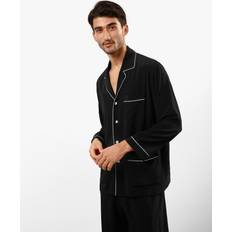 Men - Silk Sleepwear LilySilk Mens Silk Pajamas Set With Lapel Collar - Black