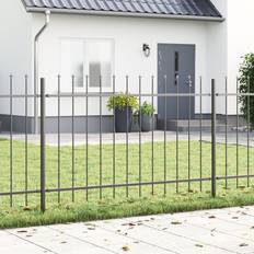 Trädgård & Utemiljö vidaXL Trädgårdsstaket Med Spetsig Topp Grå 11.9x1 M Stål