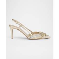 Valentino Shoes Valentino Vlogo 80 Leather Slingback Pump - Gold