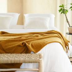 Textiles Atmosphera Plaid Mohair Ultra Doux Polyester 180x130 cm Bronze Couverture Marron, Jaune, Bronze (180x130cm)