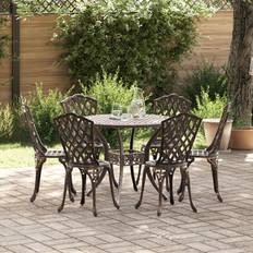 vidaXL 7 Piece Garden Bronze Cast Aluminium Patio Dining Set, 1 Table incl. 6 Chairs