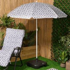 OHS Geometric Print Outdoor Parasol - Grey