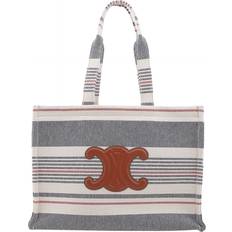 Celine Bags Celine Large Cabas Thais In Striped Textile And Calfskin - Multi-Color