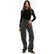 Boohoo Clothing boohoo Womens High Waisted Boyfriend Jeans - Washed Black