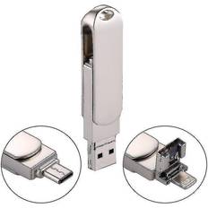 Memory Cards & USB Flash Drives Wejoy RQW-10X 3 In 1 USB 2.0 and 8 Pin and USB-C Type-C 64GB Flash Drive