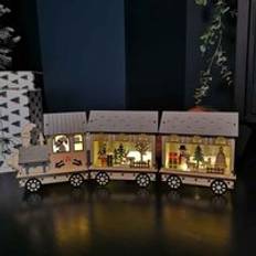 Decorations Samuel Alexander 16cm LED Battery Operated Indoor Wooden Christmas Train & Carriages Scene Decoration