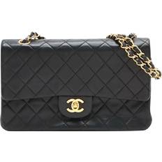 Chanel Handbags Chanel Vintage 1989 Medium Lambskin Classic Double Flap Bag - Black