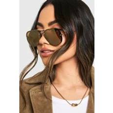 Sunglasses boohoo Womens Metal Frame Aviator Sunglasses - Brown