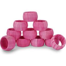 Pink Napkin Rings bodysocks Ajuny Handcrafted Raffia Rattan Round 1.5" 6 Napkin Ring