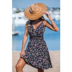 Cupshe Blue Ditsy Surplice Sleeveless Mini Dress