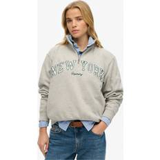 Superdry Women Tops Superdry Athletic Essentials 1/2 Zip Applique Sweatshirt - Grey Marl