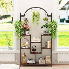 Temu Wisfor 5-tier Tall Indoor Plant Stand Extra Large Plant Rack Arched Heavy Duty Metal Flower Shelf With Hanging Hooks