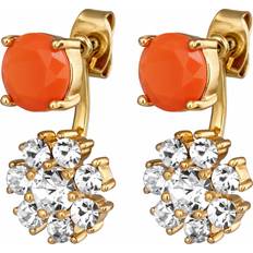 Orange Øreringe Dyrberg/Kern Floss SG Coral Crystal Earrings - Gold