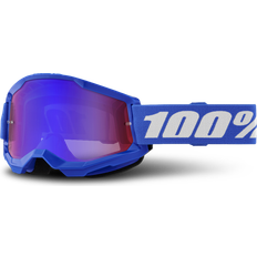 Blue Motorcycle Goggles 100% Strata 2 Youth Goggles - Blue Red/Blue Mirror