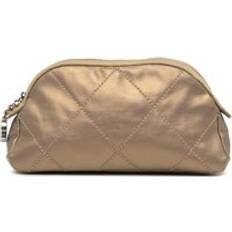 Gold Cosmetic Bags Chanel Preloved Quilted Cosmetic Case - Metallic Gold