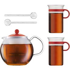 Kökstillbehör Bodum Assamset Tea Press 1.0 l 34 oz with 2 pcs Glass and 2 pcs Spoon 14 cm 5.5 Inch Orange Tekanna