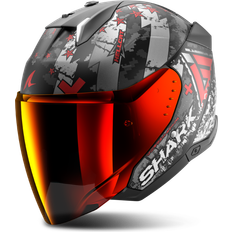Skwal i3 Jet Hellcat Open Face Helmet - Matt Black/Silver/Red