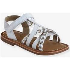 Vertbaudet Leather Sandals with Hook-&-Loop Fastening - White