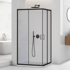 Docce Box Doccia Angolare 80x120 cm Nero Opaco Con Doppio Scorrevole