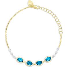 Meira T 14K White Yellow Gold Blue Topaz & Diamond Bracelet