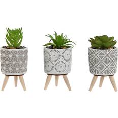 Cement Pots Home ESPRIT Decorative Plant Pots Set of 3 6.5 x 6.5 x 11 cm