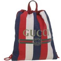 Gucci Women Backpacks Gucci Preloved Drawstring Canvas Backpack - Red