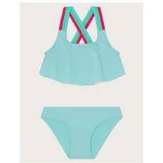 Green Bikinis Children's Clothing Monsoon Girls Cross Strap Frilly Bikini Set - Green