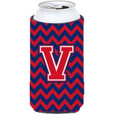 Blue Bottle Coolers Caroline's Treasures Letter V Chevron Yale Blue and Crimson Tall Boy Beverage Insulator Hugger Bottle Cooler