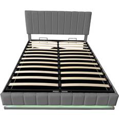 Beds & Mattresses Canora Grey Ottoman Double With Led Lighting 111cm H x 142cm W x 193cm L - Frame Bed