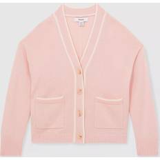 Pink Cardigans Reiss Kids' Juni Wool Cashmere Blend Contrast Tipped Cardigan