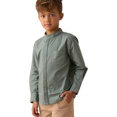 Green Shirts Angel & Rocket Kids' Mandrin Collar Cotton Shirt Green