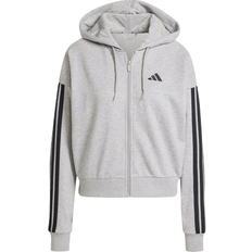 adidas Essentials 3-Stripes French Terry Full-Zip Hoodie - Black/White