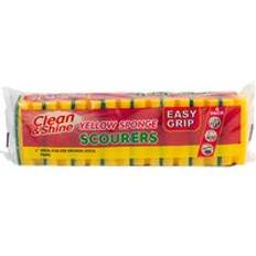 Yellow Cleaning Sponges Clean & Shine Yellow Sponge Scourers 8 Pack