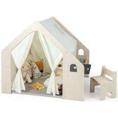 6 in 1 Natural Kids Playhouse with Storage Bin