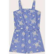 Blue Playsuits Children's Clothing Monsoon Kids' Cotton Broderie Playsuit - Blue