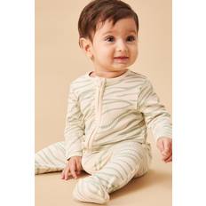 Gröna Pyjamasar Mori Rib Fitted One-Piece Footed Pajamas - Zebra