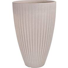 Tall plant pots outdoor UrbnLiving Single Round Ribbed Indoor Outdoor Tall Stone Effect Flower Plant Pot Planters Large