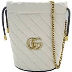 Gucci Bucket Bags Gucci Preloved GG Marmont Quilted Leather Bucket Bag - White