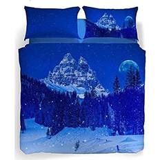 Caleffi Completo Copripiumino Matrimoniale Snow in the Night Biancheria da Letto Blu