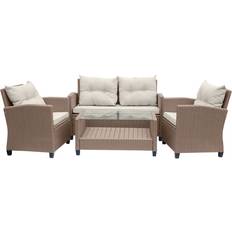 Loungeset konstrotting natur Utemöbler Sunfun Soffgrupp Sävsjö Konstrotting Natur Loungeset, 1 Bord inkl. 2 Stolar & 1 Soffor
