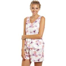 Camille Sleepwear Camille Lightweight Floral Print Short Pyjama Set - Cream